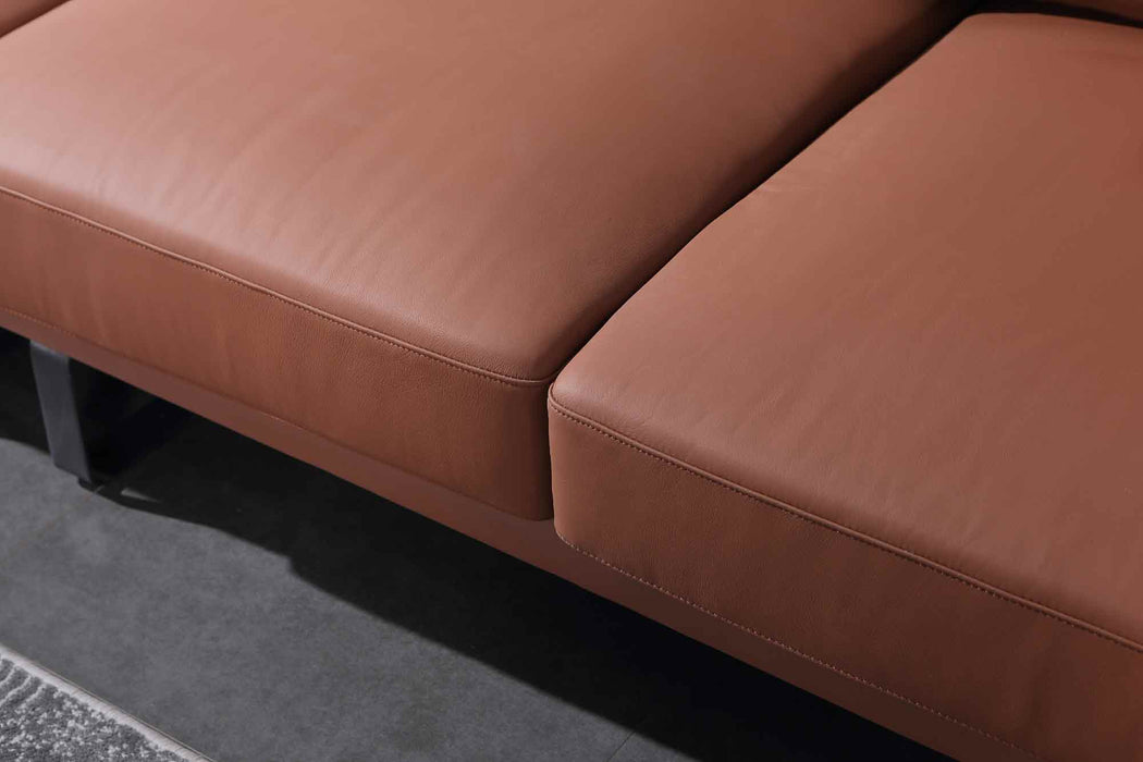 European Furniture - Fidelio Left Facing Sectional Russet Brown Italian Leather - EF-58665-2LHF - GreatFurnitureDeal