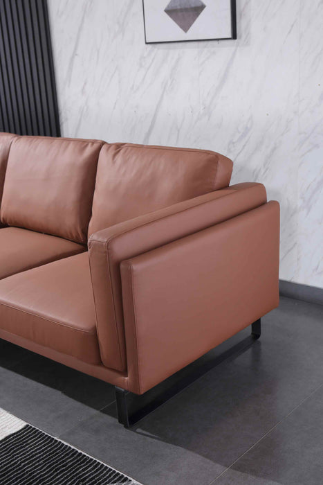 European Furniture - Fidelio Left Facing Sectional Russet Brown Italian Leather - EF-58665-2LHF - GreatFurnitureDeal