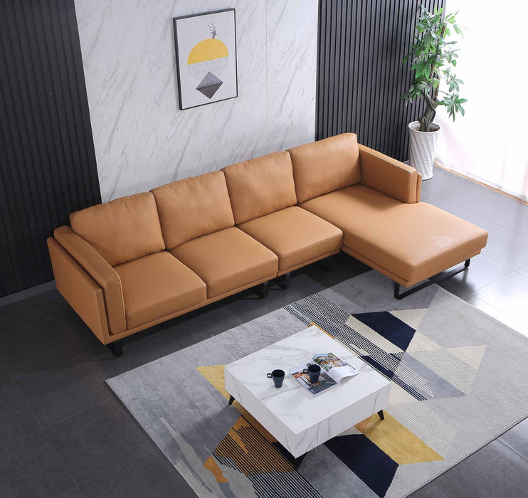 European Furniture - Fidelio Left Facing Sectional Cognac Italian Leather - EF-58668R-2RHF