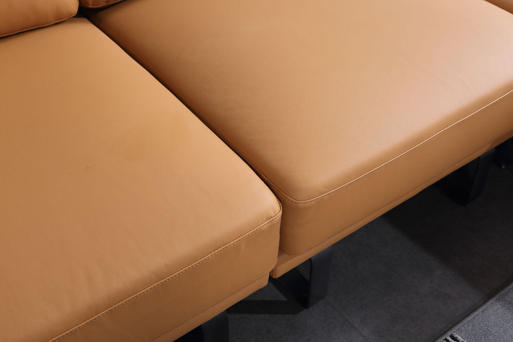 European Furniture - Fidelio Left Facing Sectional Cognac Italian Leather - EF-58668R-2RHF - GreatFurnitureDeal