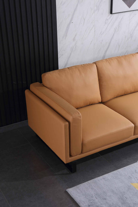 European Furniture - Fidelio Left Facing Sectional Cognac Italian Leather - EF-58668R-2RHF