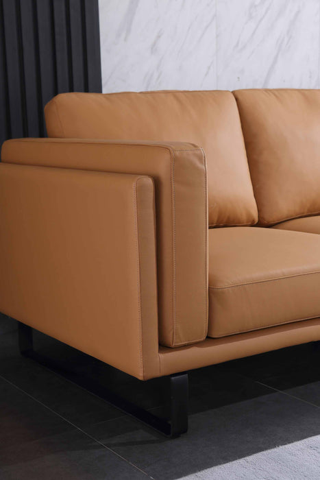 European Furniture - Fidelio Left Facing Sectional Cognac Italian Leather - EF-58668R-2RHF - GreatFurnitureDeal
