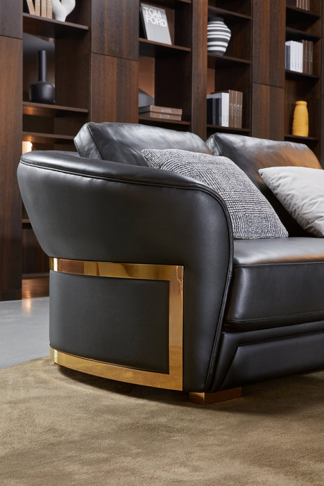 European Furniture - Celine 3 Piece Sofa Set Italian Leather Black - EF-89950 - GreatFurnitureDeal