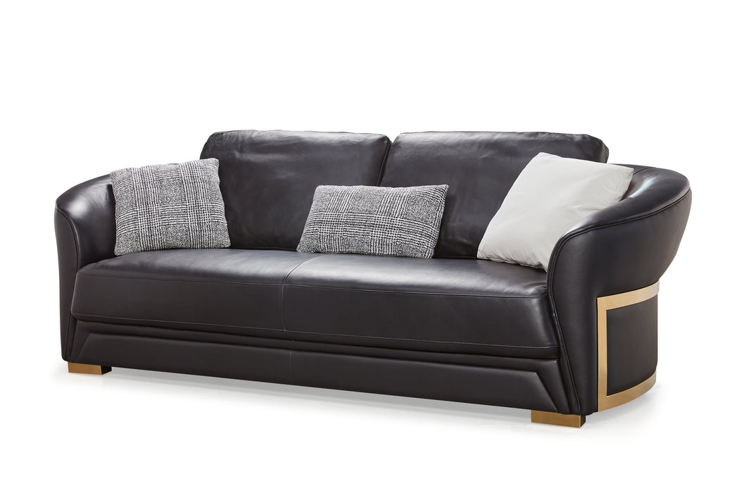 European Furniture - Celine 3 Piece Sofa Set Italian Leather Black - EF-89950 - GreatFurnitureDeal