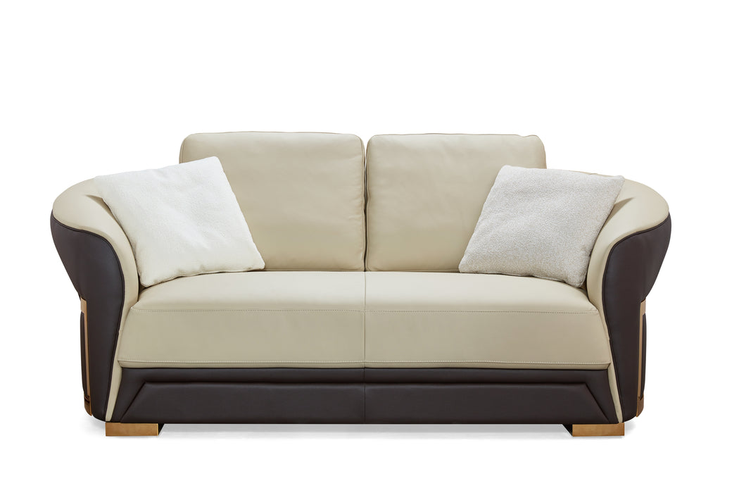 European Furniture - Celine 3 Piece Sofa Set Italian Leather Beige & Chocolate - EF-89951 - GreatFurnitureDeal