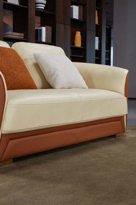 European Furniture - Celine 3 Piece Sofa Set Italian Leather Sand Beige & Cognac - EF-89953 - GreatFurnitureDeal