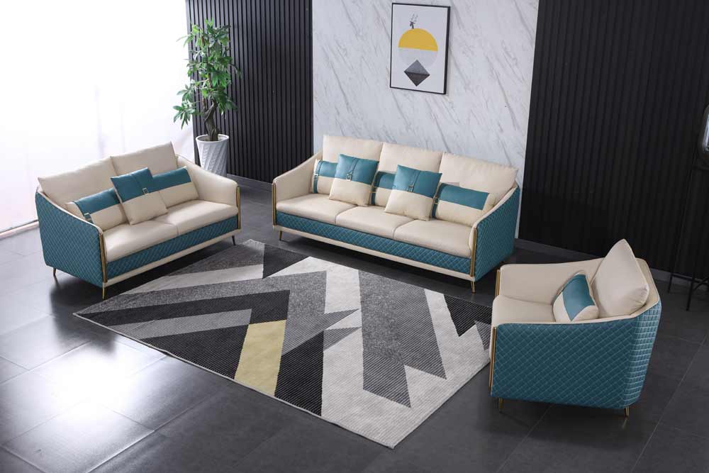 European Furniture - Icaro Chair White-Blue Italian Leather - EF-64457-C - GreatFurnitureDeal
