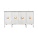 Worlds Away - Four Door Buffet With Large Brass Square Hardware In White Textured Linen - EFFIE WH - GreatFurnitureDeal