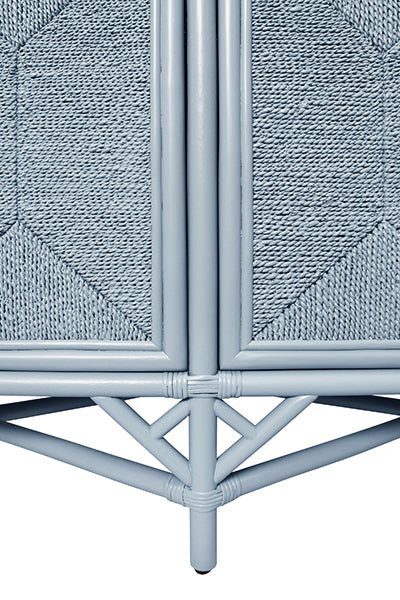 Worlds Away - Eleanor Rattan Four Door Cabinet With Rope Front Doors in Painted Light Blue - ELEANOR LB - GreatFurnitureDeal