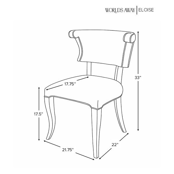 Worlds Away - Eloise Round Back Dining Chair With Matte White Lacquer Legs Upholstered In Performance Light Blue Linen - ELOISE LB