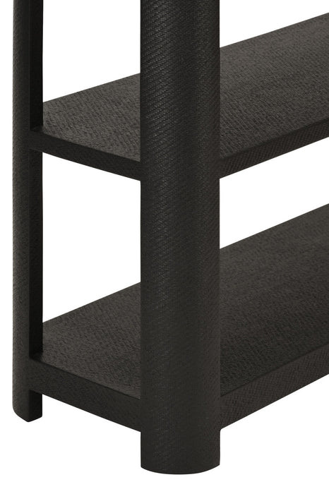Worlds Away - Emery Three Tier Console With Curved Corners In Black Painted Grasscloth - EMERY BLK