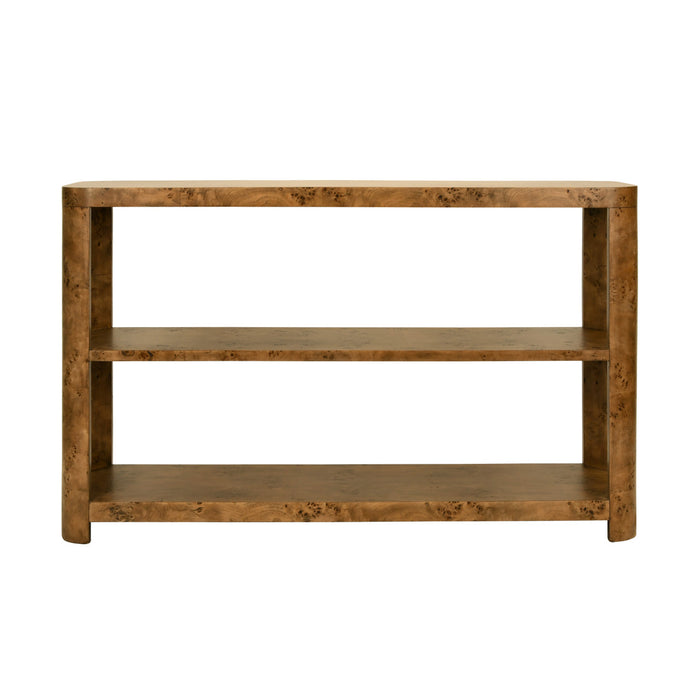 Worlds Away - Emery Tier Tier Console With Curved Corners In Dark Burl Wood - EMERY DBW