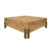 Worlds Away - Enid Square Chunk Coffee Table With Antique Brass Leg Brackets in Burl Wood - ENID BW - GreatFurnitureDeal