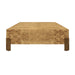 Worlds Away - Enid Square Chunk Coffee Table With Antique Brass Leg Brackets in Burl Wood - ENID BW - GreatFurnitureDeal