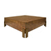 Worlds Away - Enid Square Chunk Coffee Table With Antique Brass Leg Brackets in Dark Burl Wood - ENID DBW - GreatFurnitureDeal