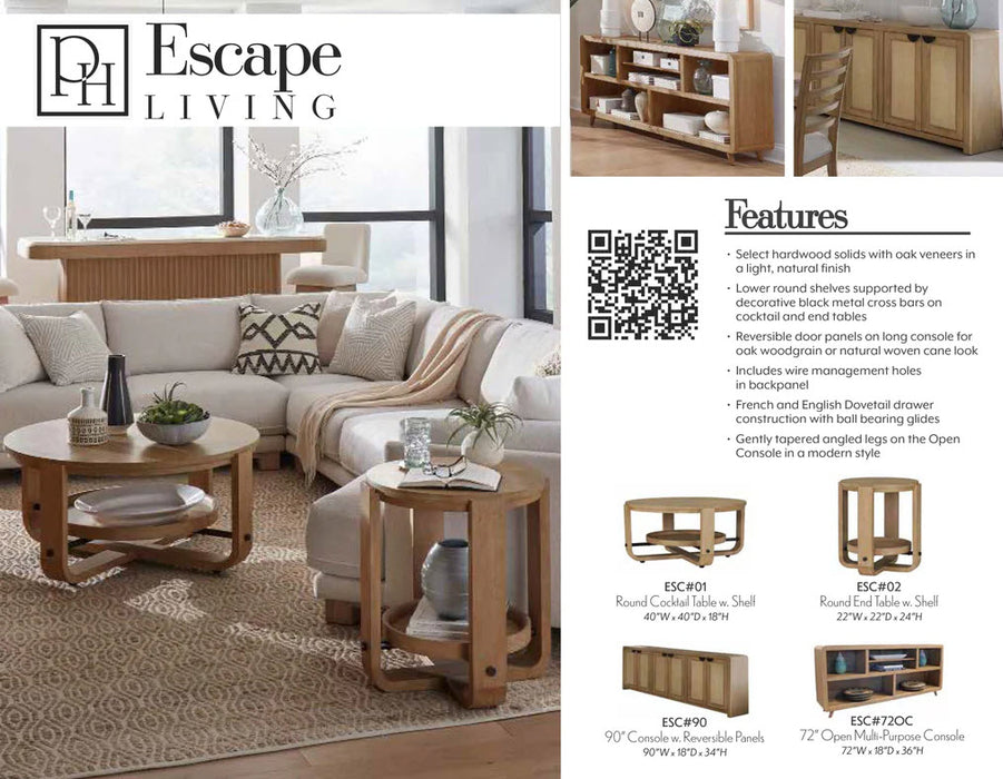 Parker House - Escape 90" Console Table w/ Reversible Panel Doors in Glazed Natural Oak - ESC#90 - GreatFurnitureDeal