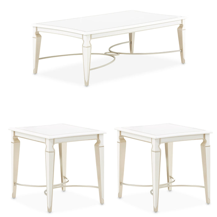 AICO Furniture - La Marisia 3 Pc Occasional Table Set - Creamy Pearl - 9089201-202-112 - GreatFurnitureDeal