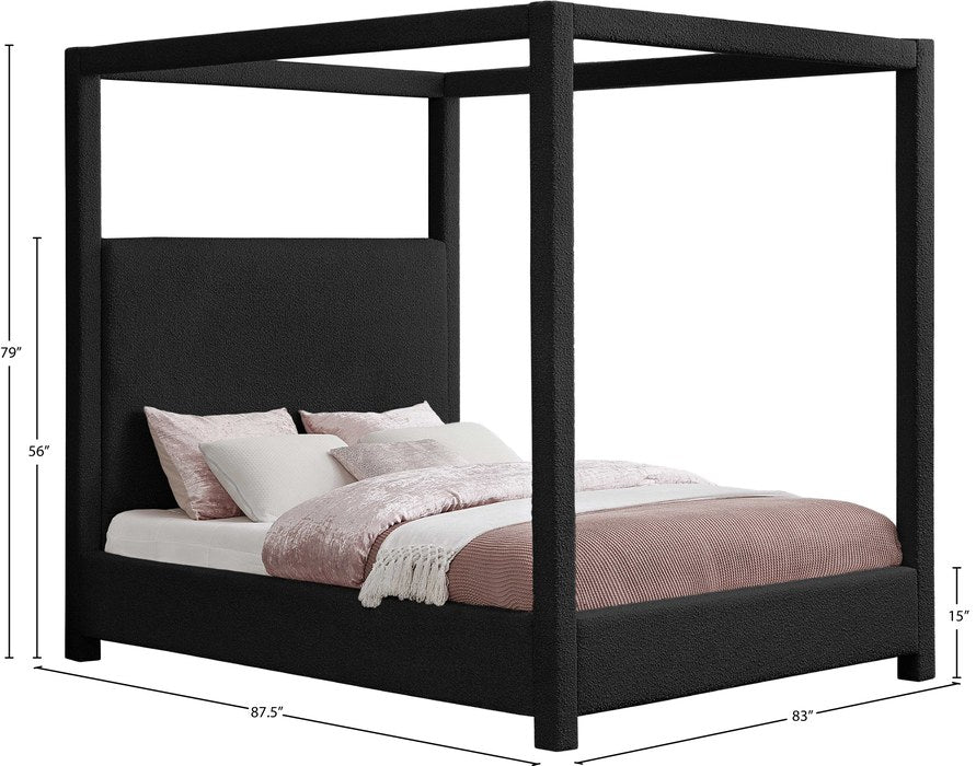 Meridian Furniture - Eden Black Boucle Fabric Upholstered King Bed (3 Boxes) - EdenBlack-K - GreatFurnitureDeal