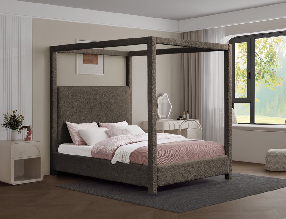 Meridian Furniture - Eden Brown Boucle Fabric Upholstered King Bed (3 Boxes) - EdenBrown-K - GreatFurnitureDeal