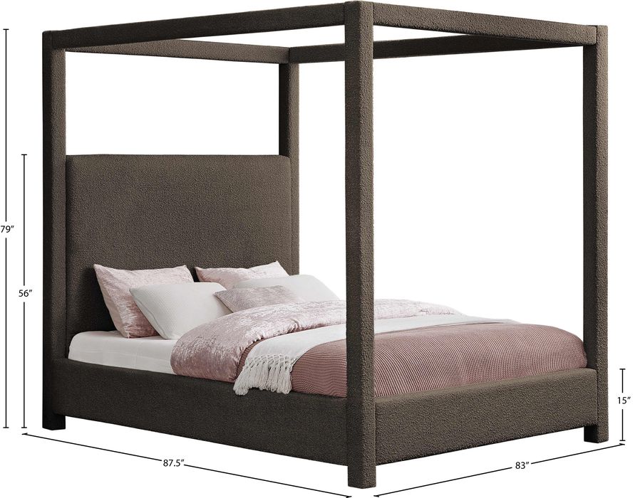 Meridian Furniture - Eden Brown Boucle Fabric Upholstered King Bed (3 Boxes) - EdenBrown-K - GreatFurnitureDeal