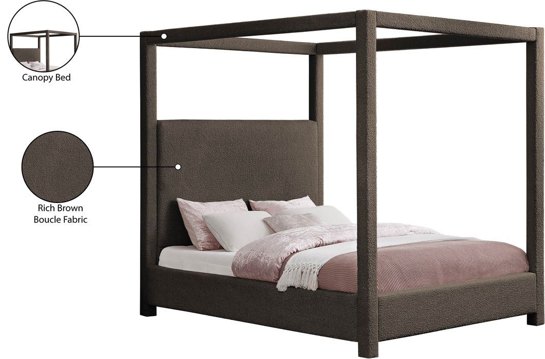 Meridian Furniture - Eden Brown Boucle Fabric Upholstered King Bed (3 Boxes) - EdenBrown-K - GreatFurnitureDeal