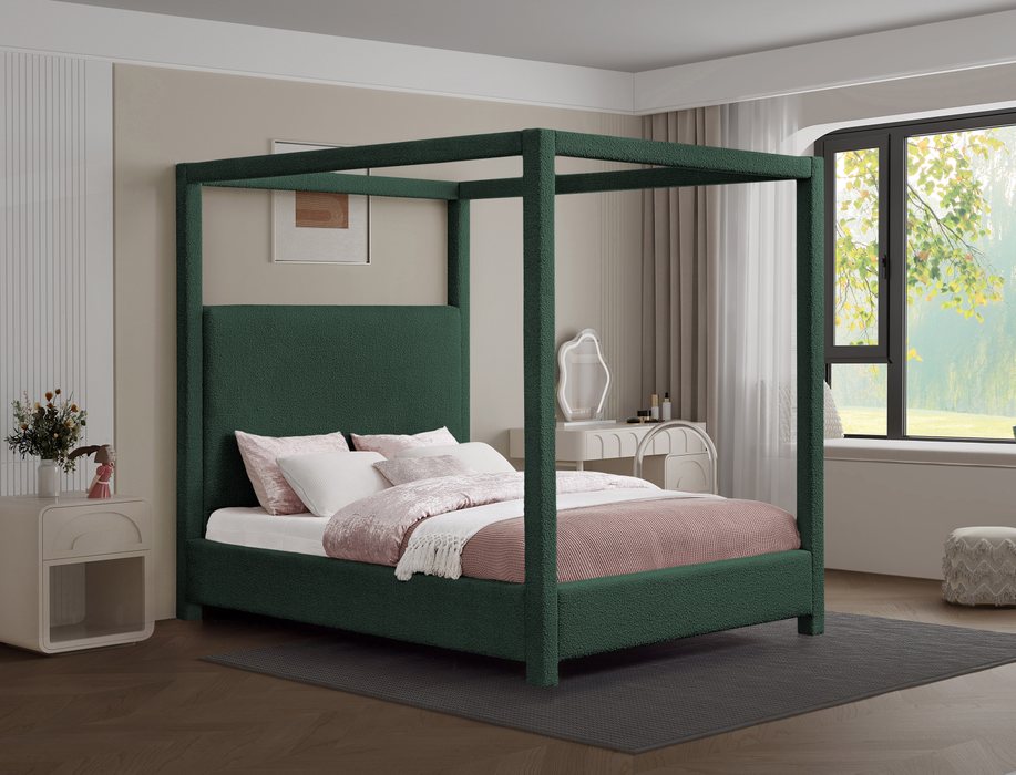 Meridian Furniture - Eden Green Boucle Fabric Upholstered King Bed (3 Boxes) - EdenGreen-K - GreatFurnitureDeal