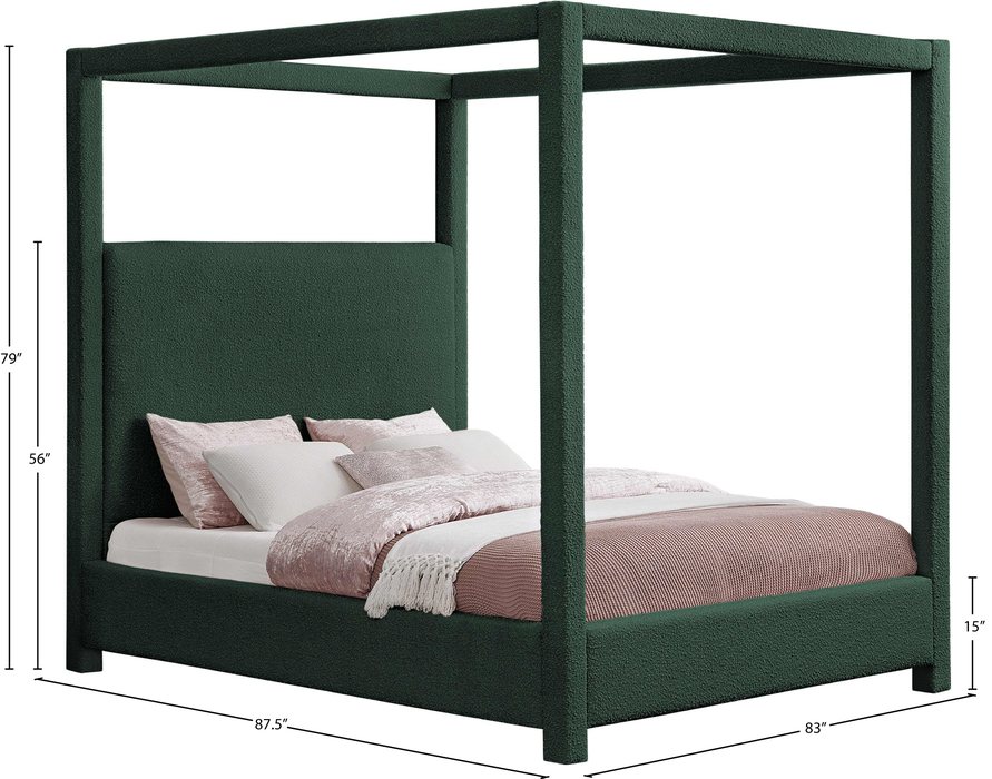 Meridian Furniture - Eden Green Boucle Fabric Upholstered King Bed (3 Boxes) - EdenGreen-K - GreatFurnitureDeal