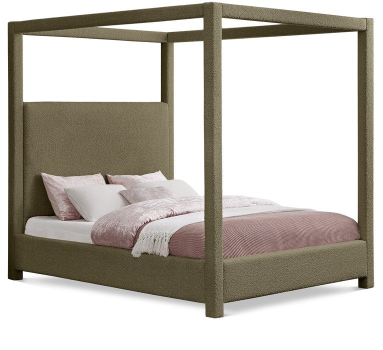 Meridian Furniture - Eden Olive Boucle Fabric Upholstered King Bed (3 Boxes) - EdenOlive-K - GreatFurnitureDeal