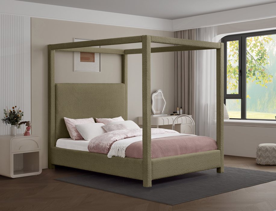Meridian Furniture - Eden Olive Boucle Fabric Upholstered King Bed (3 Boxes) - EdenOlive-K - GreatFurnitureDeal
