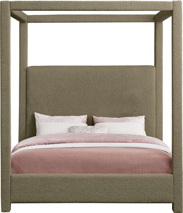 Meridian Furniture - Eden Olive Boucle Fabric Upholstered King Bed (3 Boxes) - EdenOlive-K - GreatFurnitureDeal