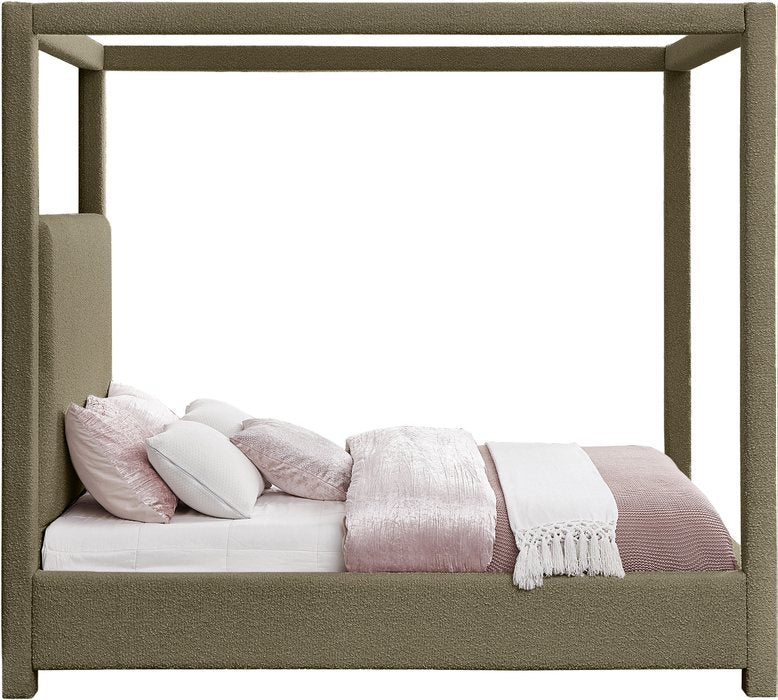 Meridian Furniture - Eden Olive Boucle Fabric Upholstered King Bed (3 Boxes) - EdenOlive-K - GreatFurnitureDeal