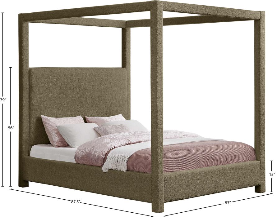 Meridian Furniture - Eden Olive Boucle Fabric Upholstered King Bed (3 Boxes) - EdenOlive-K - GreatFurnitureDeal