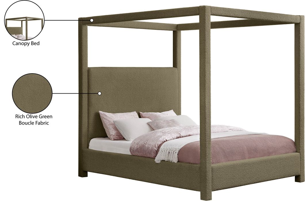 Meridian Furniture - Eden Olive Boucle Fabric Upholstered King Bed (3 Boxes) - EdenOlive-K - GreatFurnitureDeal