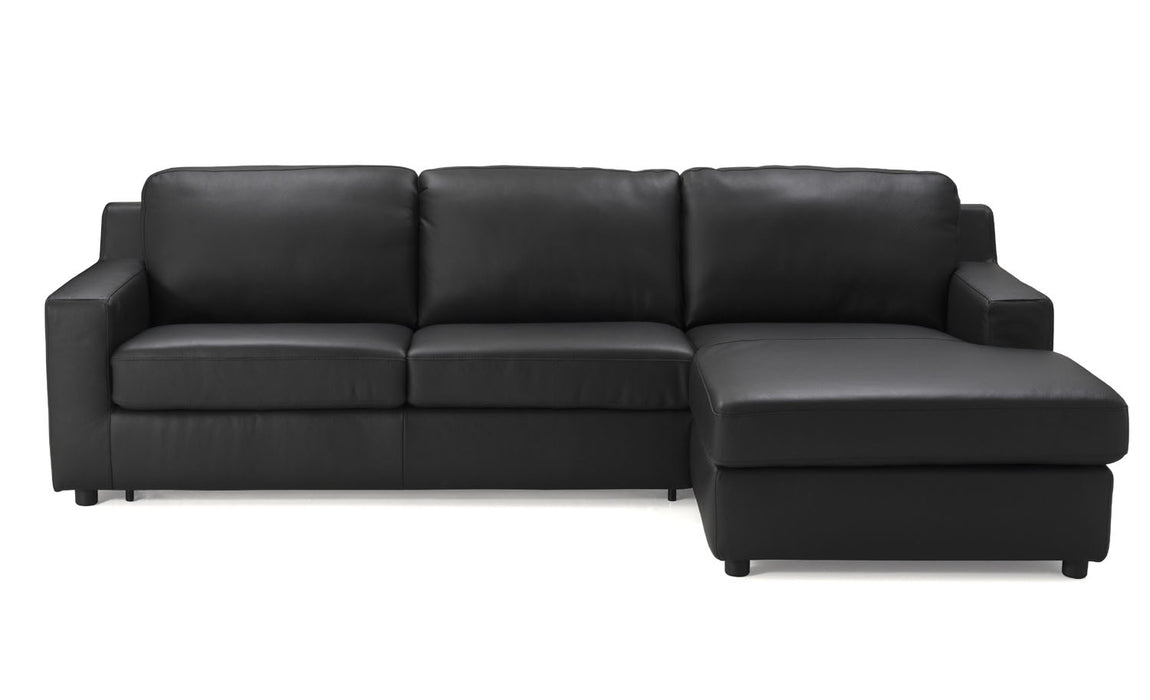 J&M Furniture - Elizabeth Premium Leather LHF Sectional Sleeper Sofa in Black - 182420-LHF