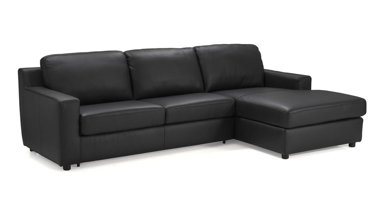 J&M Furniture - Elizabeth Premium Leather RHF Sectional Sleeper Sofa in Black - 182420-RHF