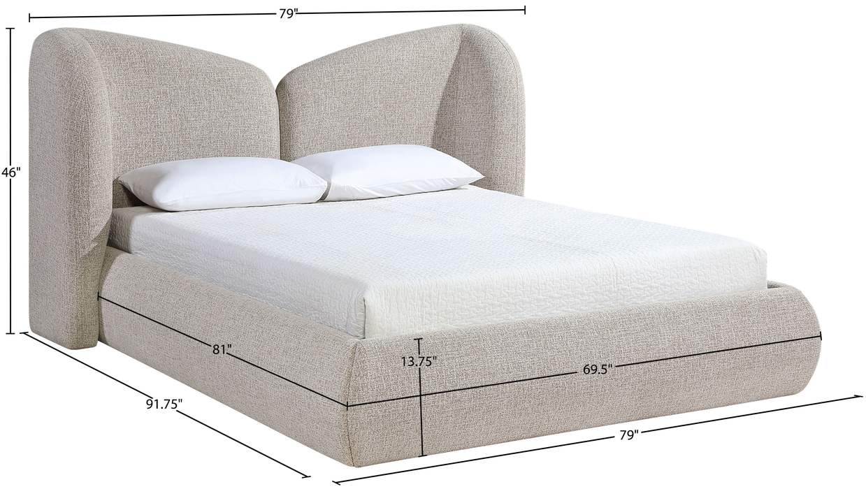 Meridian Furniture - Elowen Beige Chenille Fabric Upholstered Queen Bed - ElowenBeige-Q - GreatFurnitureDeal