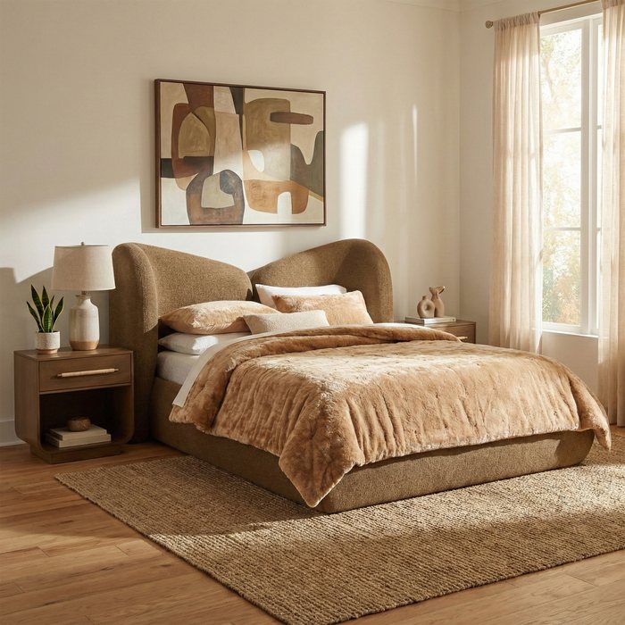 Meridian Furniture - Elowen Brown Chenille Fabric Upholstered Full Bed - ElowenBrown-F - GreatFurnitureDeal
