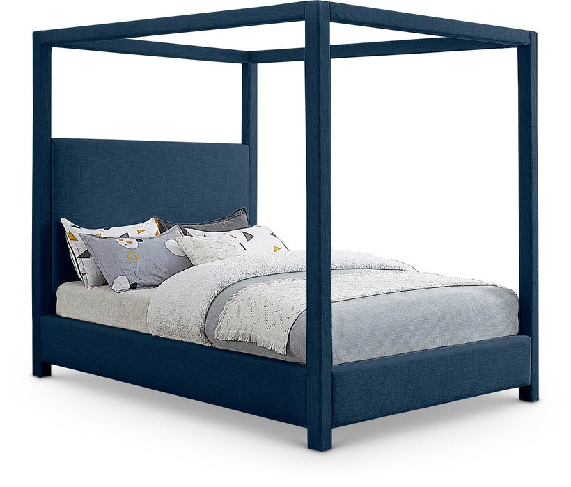 Meridian Furniture - Emerson Navy Linen Textured Fabric Upholstered King Bed (3 Boxes) - EmersonNavy-K - GreatFurnitureDeal