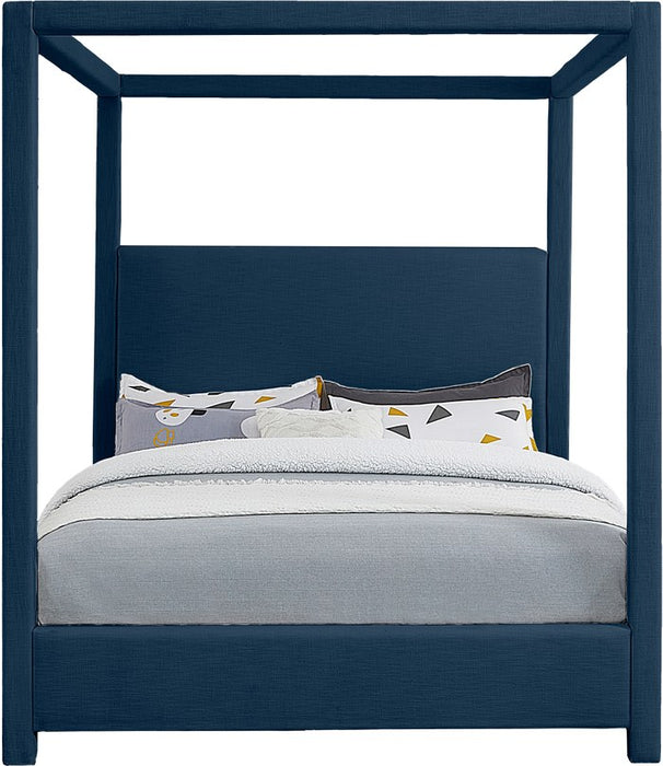 Meridian Furniture - Emerson Navy Linen Textured Fabric Upholstered King Bed (3 Boxes) - EmersonNavy-K - GreatFurnitureDeal