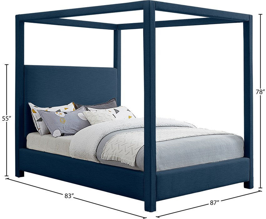 Meridian Furniture - Emerson Navy Linen Textured Fabric Upholstered King Bed (3 Boxes) - EmersonNavy-K - GreatFurnitureDeal