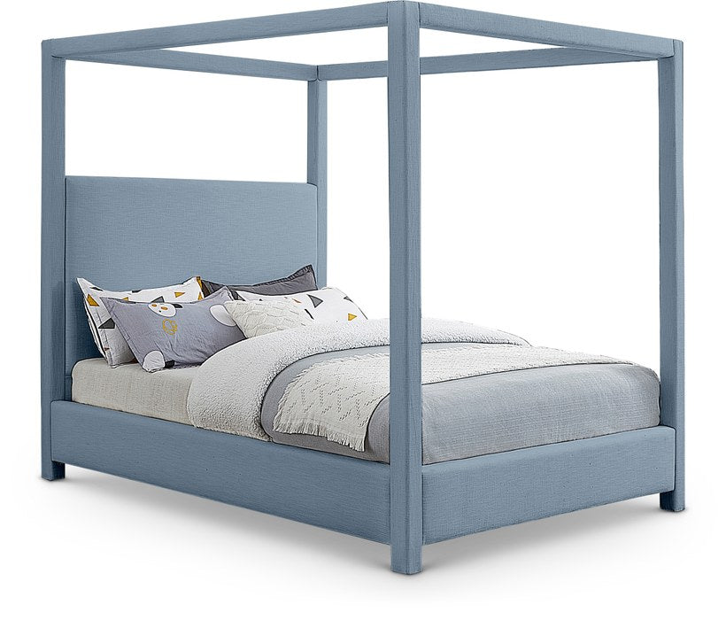 Meridian Furniture - Emerson Sky Blue Linen Textured Fabric Upholstered King Bed (3 Boxes) - EmersonSkyBlu-K - GreatFurnitureDeal