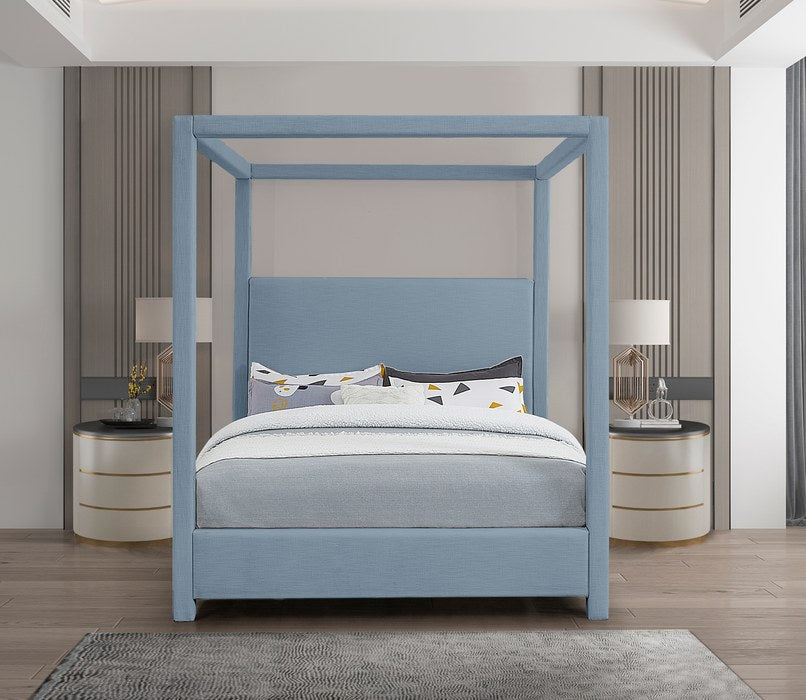 Meridian Furniture - Emerson Sky Blue Linen Textured Fabric Upholstered King Bed (3 Boxes) - EmersonSkyBlu-K - GreatFurnitureDeal