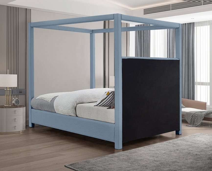 Meridian Furniture - Emerson Sky Blue Linen Textured Fabric Upholstered King Bed (3 Boxes) - EmersonSkyBlu-K - GreatFurnitureDeal