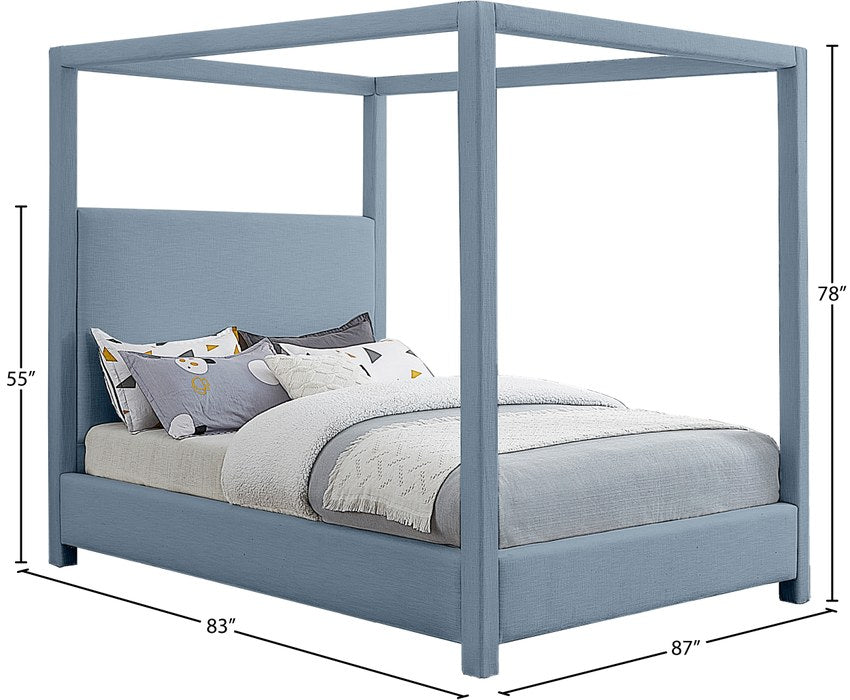 Meridian Furniture - Emerson Sky Blue Linen Textured Fabric Upholstered King Bed (3 Boxes) - EmersonSkyBlu-K - GreatFurnitureDeal