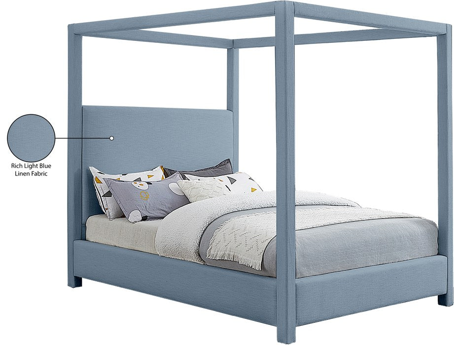 Meridian Furniture - Emerson Sky Blue Linen Textured Fabric Upholstered King Bed (3 Boxes) - EmersonSkyBlu-K - GreatFurnitureDeal