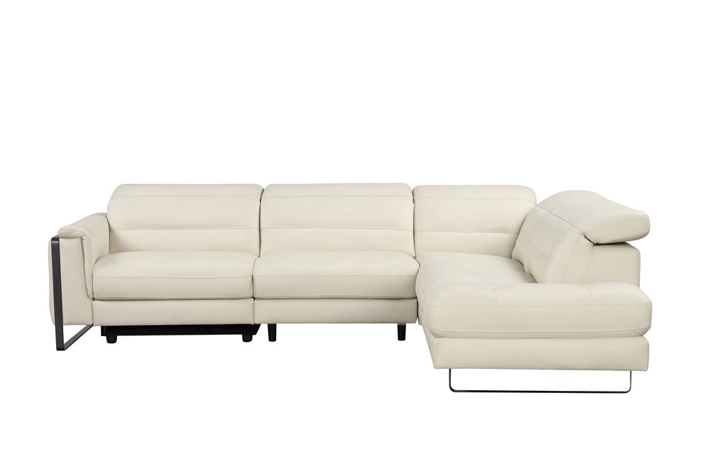 ESF Furniture - Eminence Sectional Sofa w/ Recliner in White - EMINENCE-SEC-WHITE - GreatFurnitureDeal