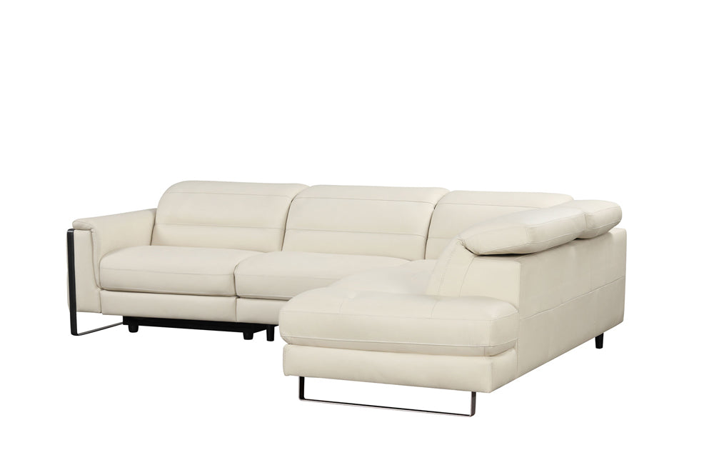 ESF Furniture - Eminence Sectional Sofa w/ Recliner in White - EMINENCE-SEC-WHITE - GreatFurnitureDeal