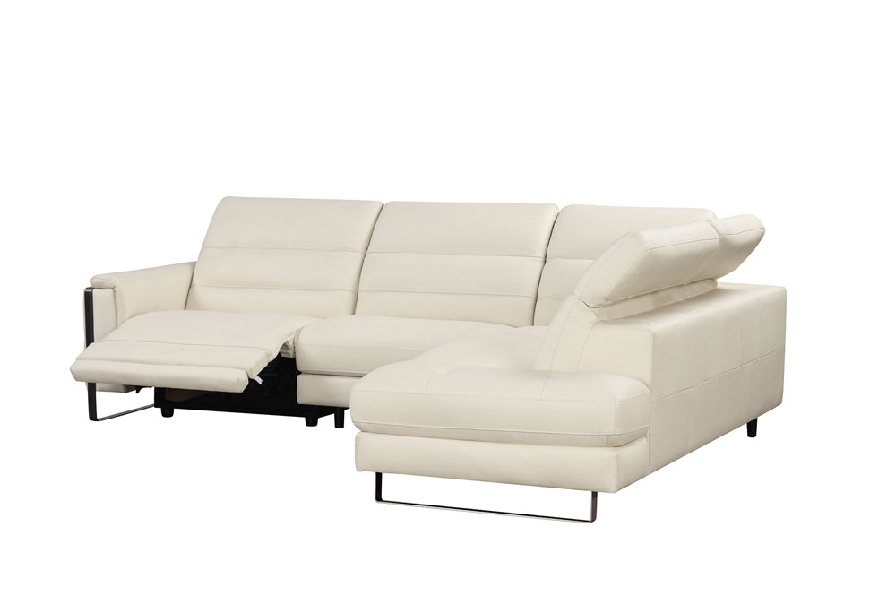 ESF Furniture - Eminence Sectional Sofa w/ Recliner in White - EMINENCE-SEC-WHITE - GreatFurnitureDeal