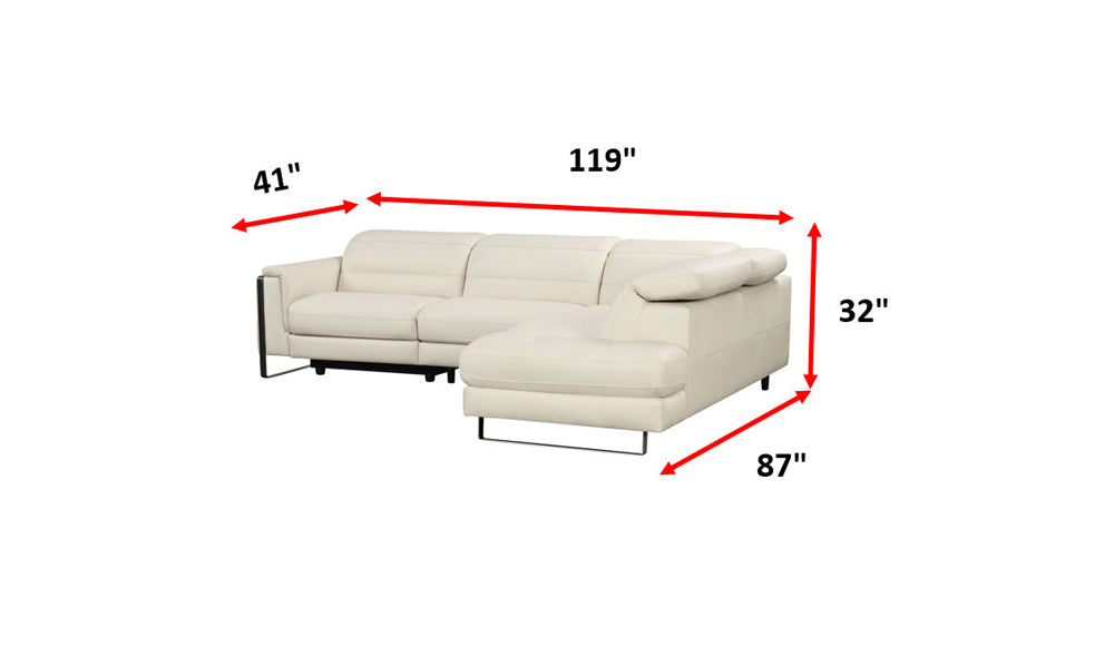 ESF Furniture - Eminence Sectional Sofa w/ Recliner in White - EMINENCE-SEC-WHITE - GreatFurnitureDeal