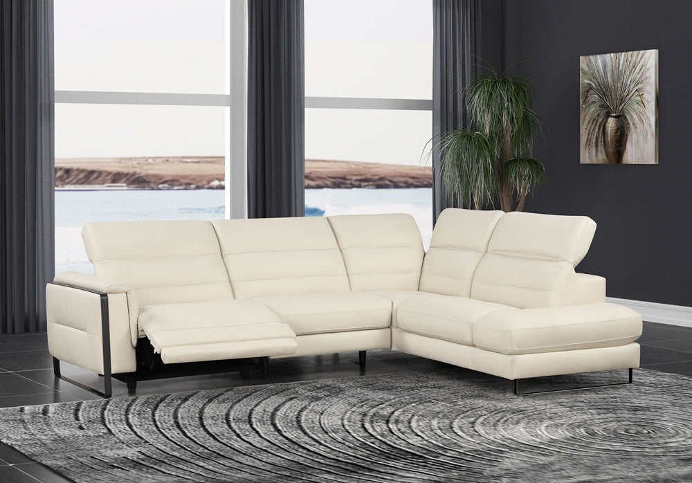 ESF Furniture - Eminence Sectional Sofa w/ Recliner in White - EMINENCE-SEC-WHITE - GreatFurnitureDeal